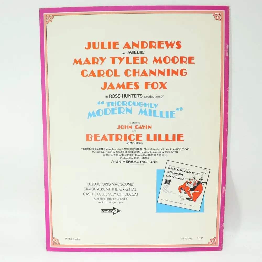 Great Songs From Thoroughly Modern Millie Songbook Sheet Music Movie Score MCA
